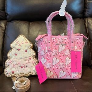 Betsey Johnson Pink Candycane and Gingerbread Crossbody Purse